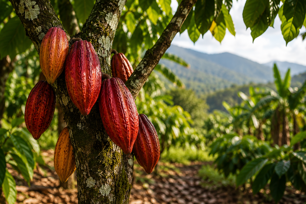 Ecuadorian cacao pods and beans used to make chocolate